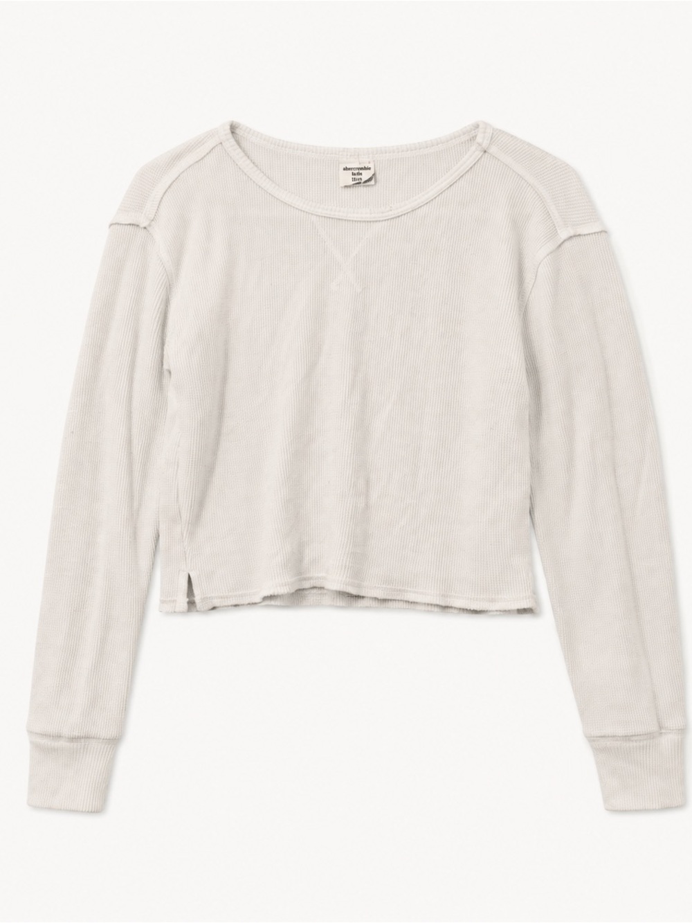abercrombie kids Light Beige Waffle Thermal Crewneck